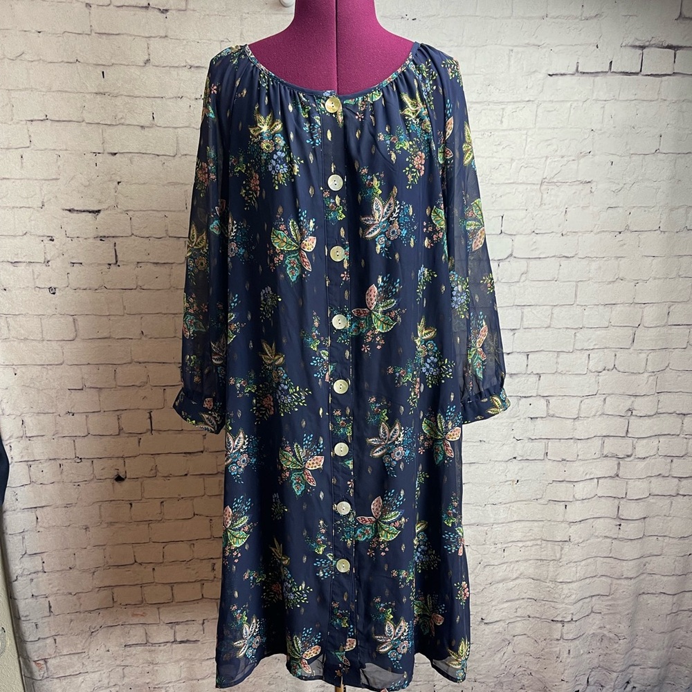Fig and flower size XL navy blue floral dress